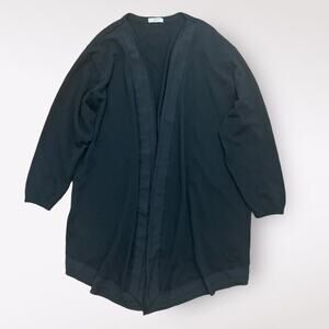 Juice Black Open Front Longline Cardigan Sweater Italian Alpaca Wool Size TU OS